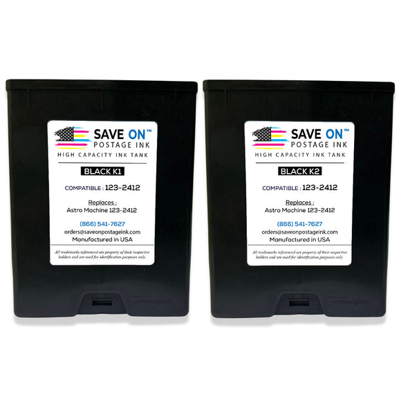 Compatible Astro 123-2412 | Memjet Ink Compatible HI-CAP Black K1 & K2 Ink Tank for AstroJet M1 M2 S1 and M1DX | 2 Pack