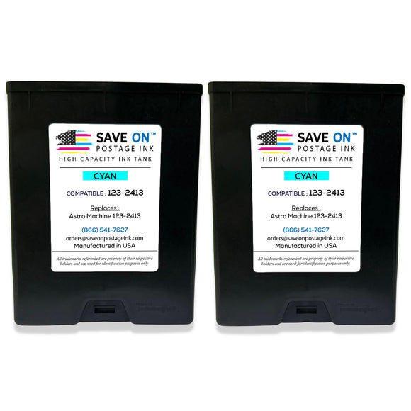 Compatible Astro 123-2413 | Memjet Ink Compatible HI-CAP Cyan Ink Tank for AstroJet M1 M2 S1 and M1DX | 2 Pack