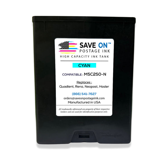 Compatible Quadient Memjet M5C250-N | Memjet Ink Compatible HI-CAP Cyan Ink Tank for Mach Series Hasler Quadient and Formax Printers | 2 Pack