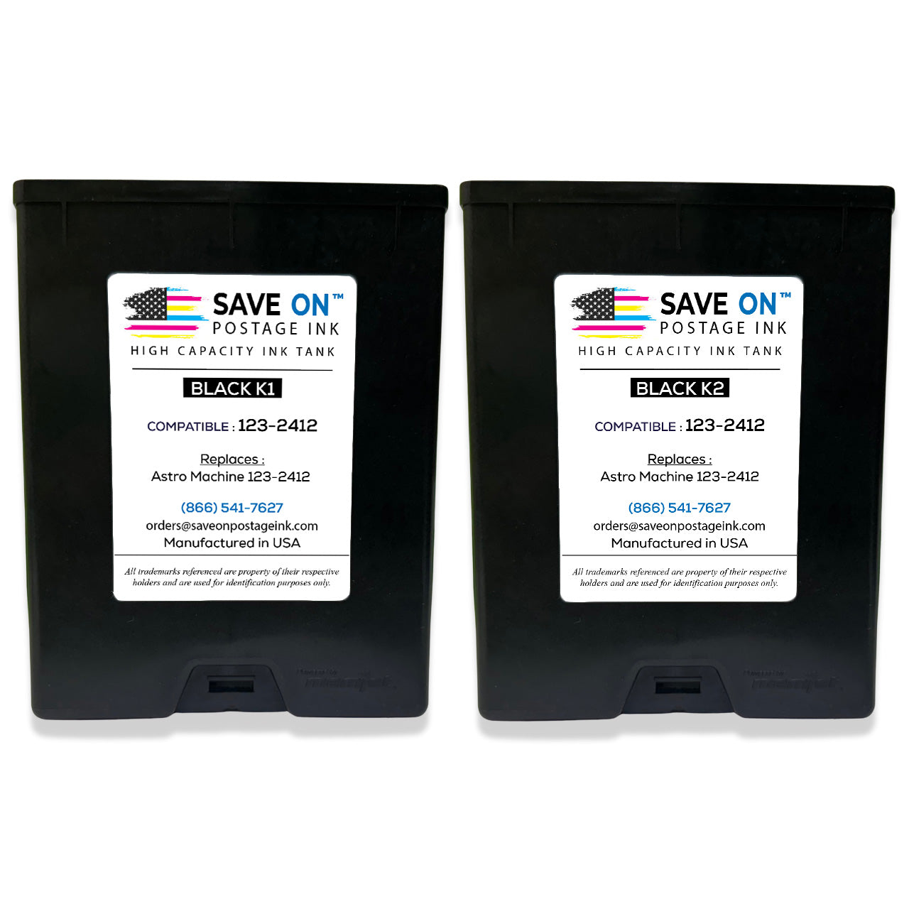 Compatible Astro 123-2412 | Memjet Ink Compatible HI-CAP Black K1 & K2 Ink Tank for AstroJet M1 M2 S1 and M1DX | 2 Pack