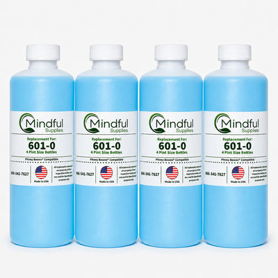 Pitney Bowes E-Z Seal 601-0 Sealing Solution | Compatible, Four - Pint Size Bottles