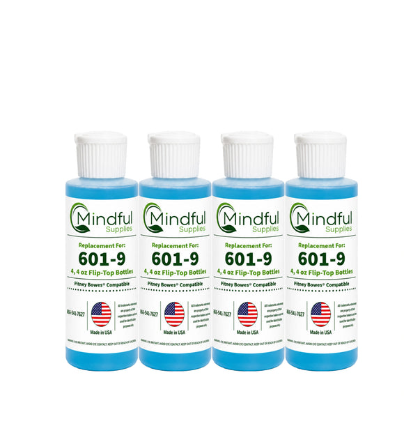 Pitney Bowes E-Z Seal Sealing Solution 601-9 | Compatible, Four - 4oz Bottles