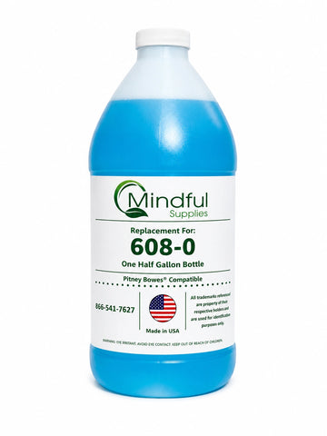 Pitney Bowes E-Z Seal 608-0 Sealing Solution | Compatible, SINGLE - Half-Gallon Bottle
