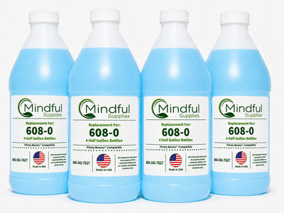Pitney Bowes E-Z Seal 608-0 Sealing Solution | Compatible, Four - Half-Gallon Bottles