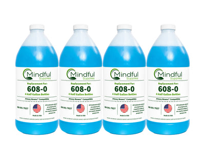 Pitney Bowes E-Z Seal 608-0 Sealing Solution | Compatible, Four - Half-Gallon Bottles
