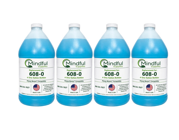 Pitney Bowes E-Z Seal 608-0 Sealing Solution | Compatible, Four - One Gallon Bottle