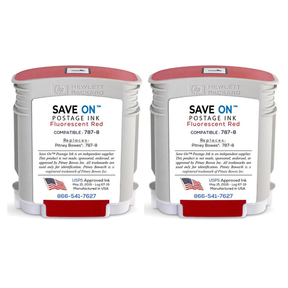 Pitney Bowes 787-8 Red Ink Cartridge 2 Pack | Compatible, SendPro P / Connect+ Series