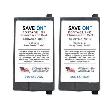 Pitney Bowes 793-5 Red Ink Cartridge 2 Pack | Compatible with DM Series & SendPro P - Connect +