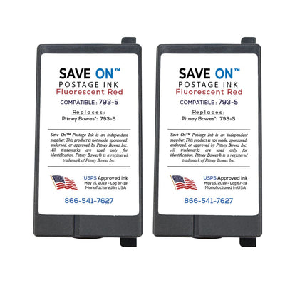 Pitney Bowes 793-5 Red Ink Cartridge 2 Pack | Compatible with DM Series & SendPro P - Connect +