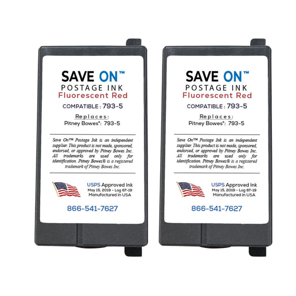 Pitney Bowes 793-5 Red Ink Cartridge 2 Pack | Compatible with DM Series & SendPro P - Connect +