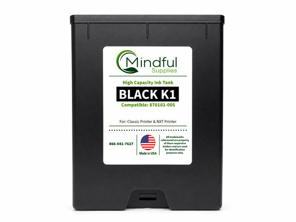 Compatible 870101-005 Black K1 high capacity ink tank for Classic and NXT printers by Mindful Supplies