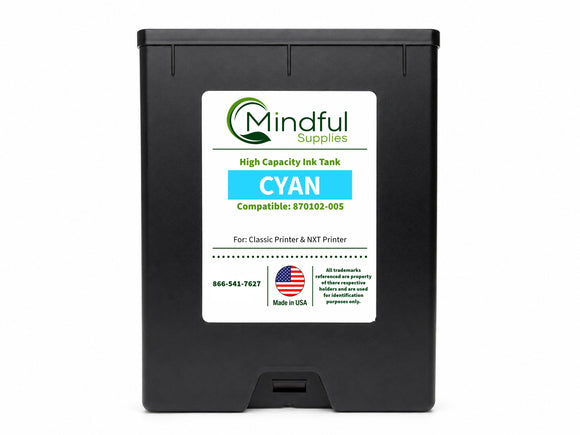 Compatible 870102-005 Cyan high capacity ink tank for Classic and NXT printers by Mindful Supplies
