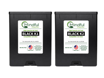 Compatible Astro 123-2412 Black K1 and K2 250ml Memjet Ink Tanks 2 Pack for AstroJet M1 M2 S1 and M1DX by Mindful Supplies