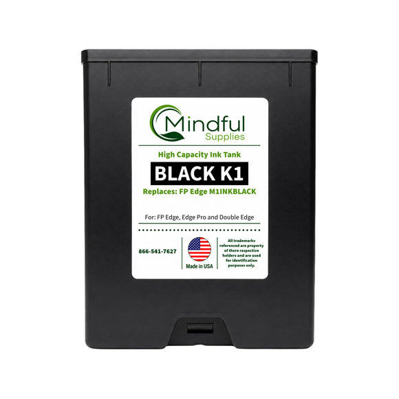 Compatible FP Edge K1 black ink tank replacing M1INKBLACK for Edge, Edge Pro and Double Edge by Mindful Supplies