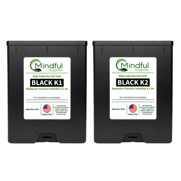 Compatible Formax CJ-24 Black K1 & K2 Memjet Ink 250ml 2 Pack for ColorMax7 and ColorMax8