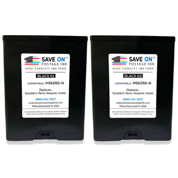 Compatible Quadient Memjet M5K250-N | Memjet Ink Compatible HI-CAP Black K1 & K2 Ink Tank for Mach Series Hasler Quadient and Formax Printers| 2 Pack