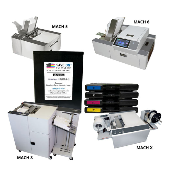 Compatible Quadient Memjet CMYKK | Memjet Ink Compatible HI-CAP Complete Set Ink Tanks for Mach Series Hasler Quadient and Formax | 5 Pack