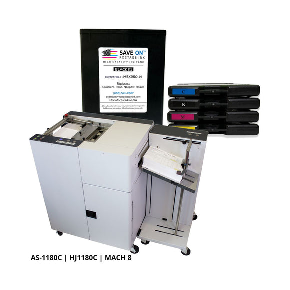 Compatible Quadient Memjet CMYKK | Memjet Ink Compatible HI-CAP Complete Set Ink Tanks for Mach Series Hasler Quadient and Formax | 5 Pack