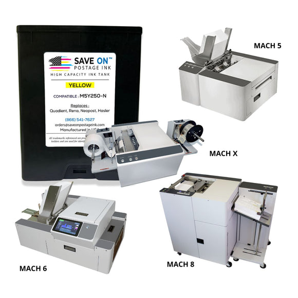 Compatible Quadient Memjet  M5Y250-N | Memjet Ink Compatible HI-CAP Yellow Ink Tank for Mach Series Quadient Formax and Hasler Printers