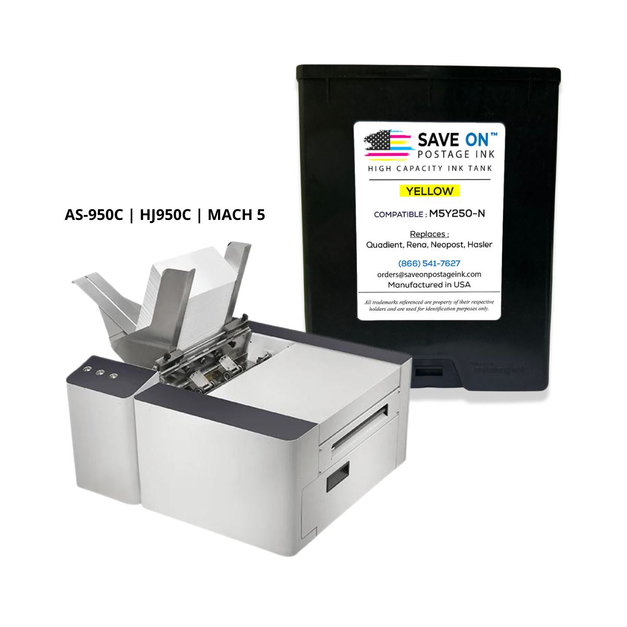 Quadient Memjet M5Y250-N | Memjet Ink Compatible HI-CAP Yellow Ink Tank for Mach Series Hasler Quadient and Formax Printers | 2 Pack