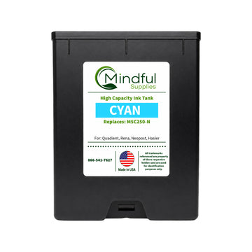 Compatible Quadient M5C250-N Cyan Memjet Ink 250ml for Mach Series Printers By Mindful Supplies