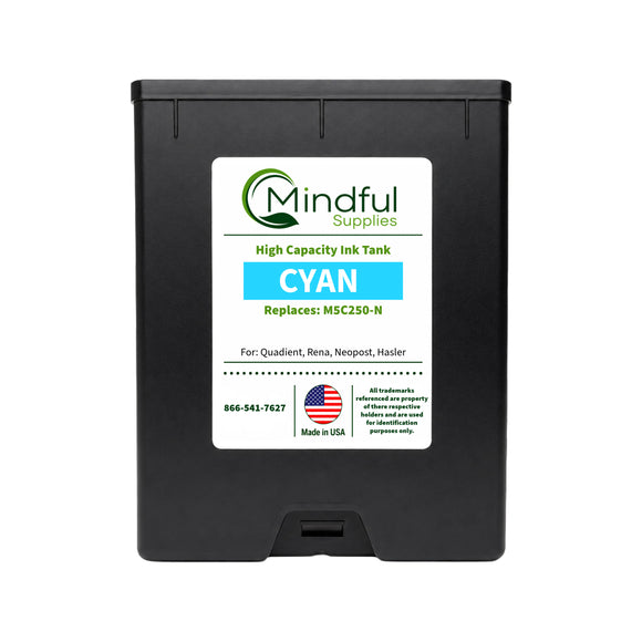 Compatible Quadient M5C250-N Cyan Memjet Ink 250ml for Mach Series Printers By Mindful Supplies