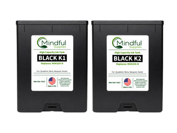 Compatible Quadient M5K250-N Black K1 & K2 Memjet Ink 250ml 2 Pack for Mach Series Printers by Mindful Supplies