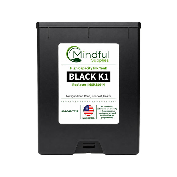 Compatible Quadient M5K250-N Black K1 Memjet Ink 250ml for Mach Series Printers by Mindful Supplies
