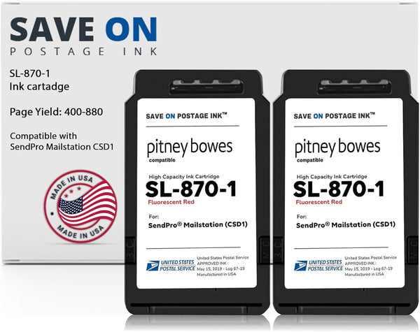 Pitney Bowes SL-870-1 Ink Cartridge 2 Pack | Compatible with SendPro Mailstation
