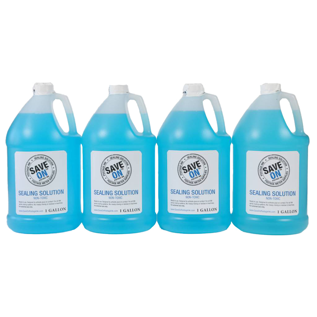 Pitney Bowes E-Z Seal 608-0 Sealing Solution | Compatible, Four - One Gallon Bottle - Mindful Supplies