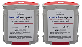 Pitney Bowes 787-8 Red Ink Cartridge 2 Pack | Compatible with SendPro P1000