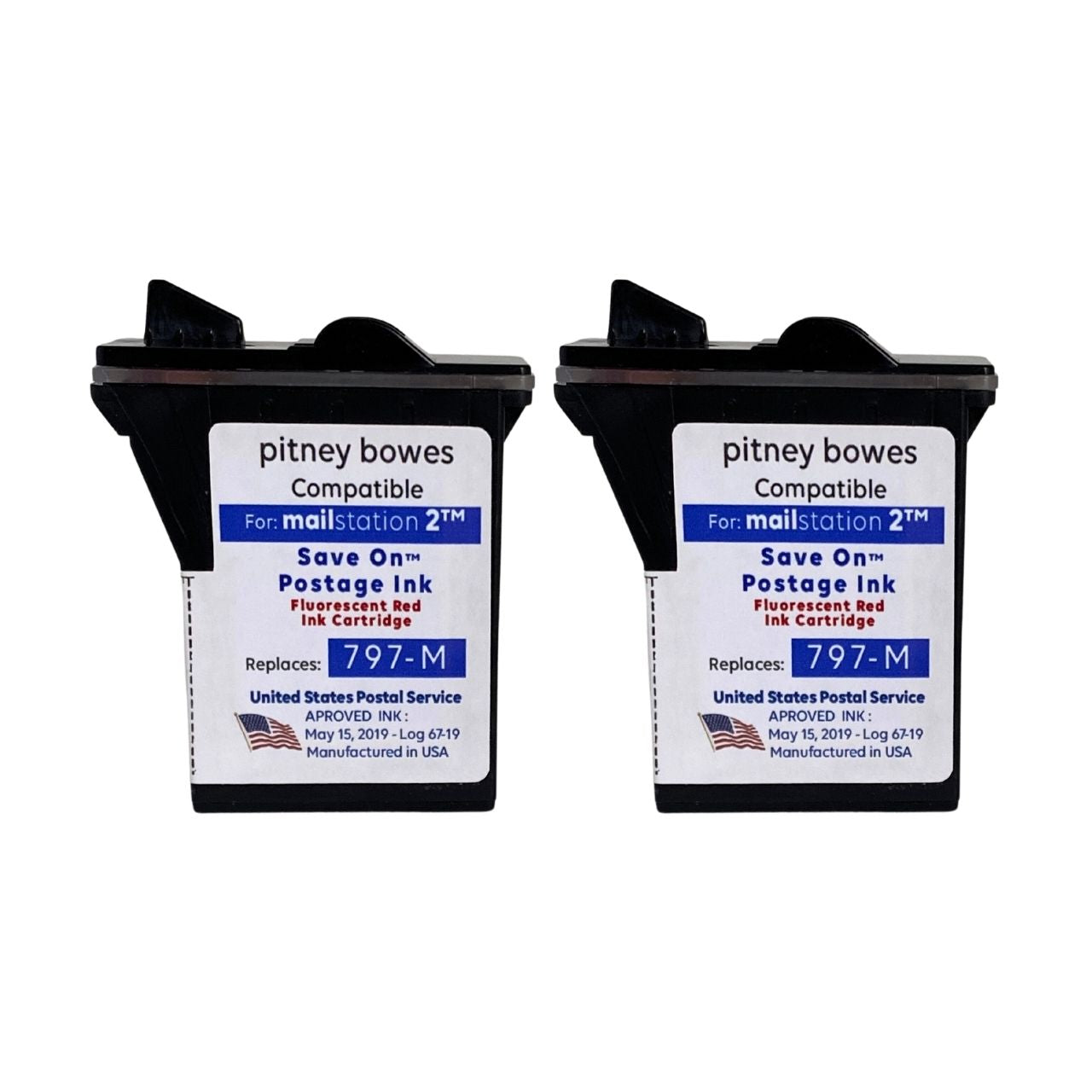 2 Pack Pitney Bowes 797-M Postage Meter Ink Cartridge | Compatible - Mindful Supplies