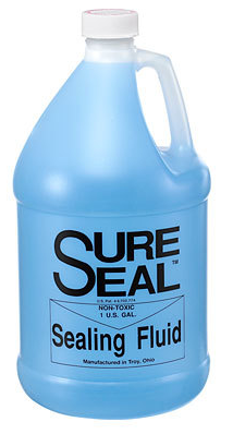 Plastic 1 gallon-bottle of blue Quadient/Neopost sure seal